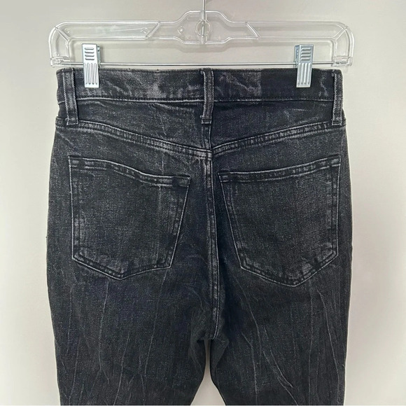 Abercrombie & Fitch Ultra High Rise Mom Jean Faded Black Ripped Knees Size 26 - Picture 5 of 8